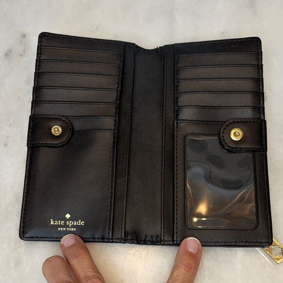 Kate Spade Wallet Pebbled Leather Compact Slim Snap Closure - Picture 13 of 16